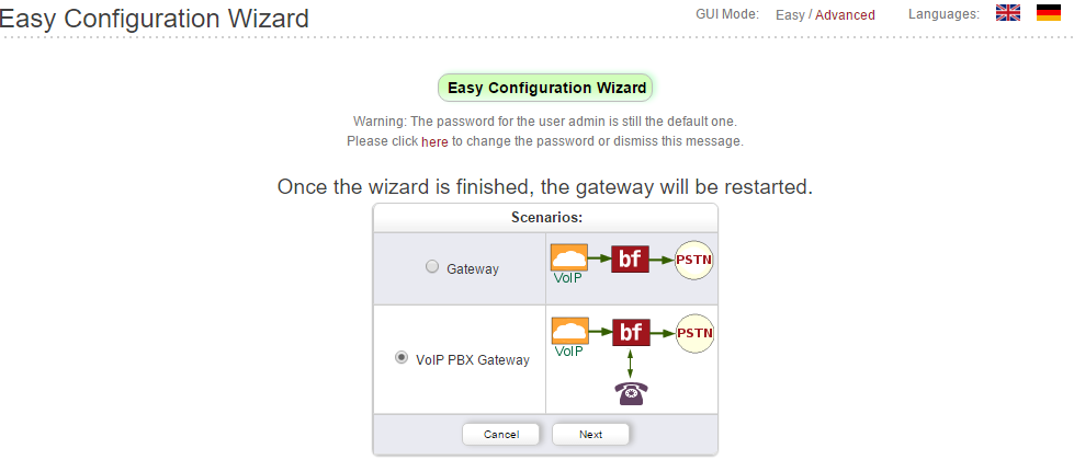 Openscape mit beroNet VoIP Gateway - beroNet easy configuration wizard