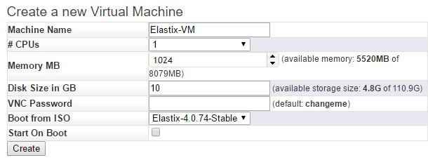 Elastix VM creation